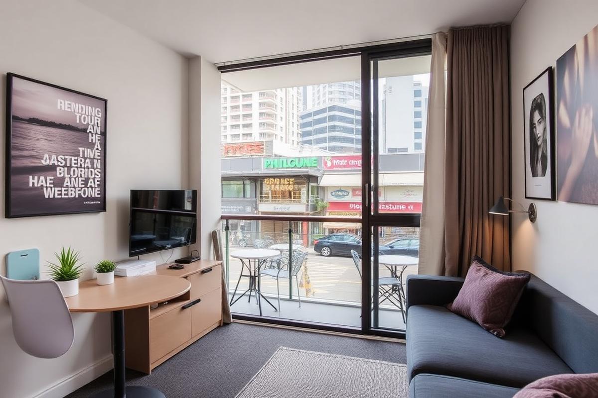 Compact studio in the city's dining strip