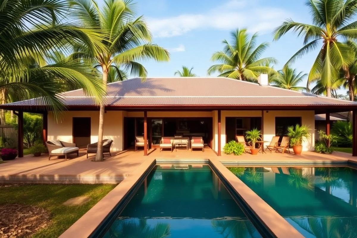 Tropical home with louvred living pavilion